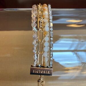 Victoria Emerson Gold and Iridescent White Multi-Strand Bracelet